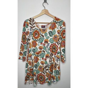 Salaam Multicolor Floral Knit Top Made USA Size L